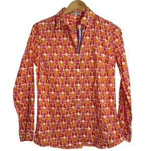 J. McLaughlin Pink Orange Geometric Beachy‎ Summer Print Button Down Shirt XS